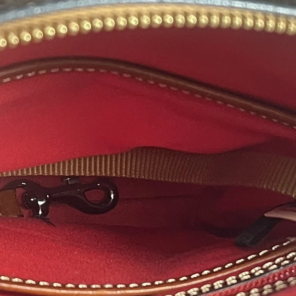 Dooney & Bourke 1975 Green Pebble Leather Crossbody Bag‎ Brown Trim Gold Logo